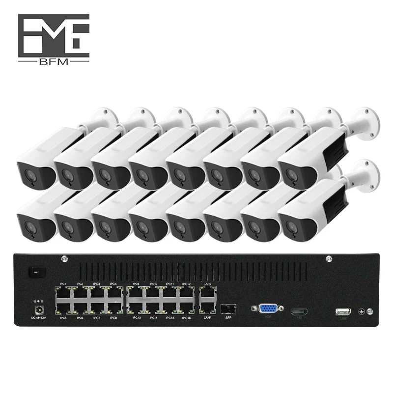 

BFMore 16CH H.265 5.0MP Cameras System 16CH POE NVR Surveillance Kit Waterproof Security Onrif 2.4 Outdoor CCTV Set