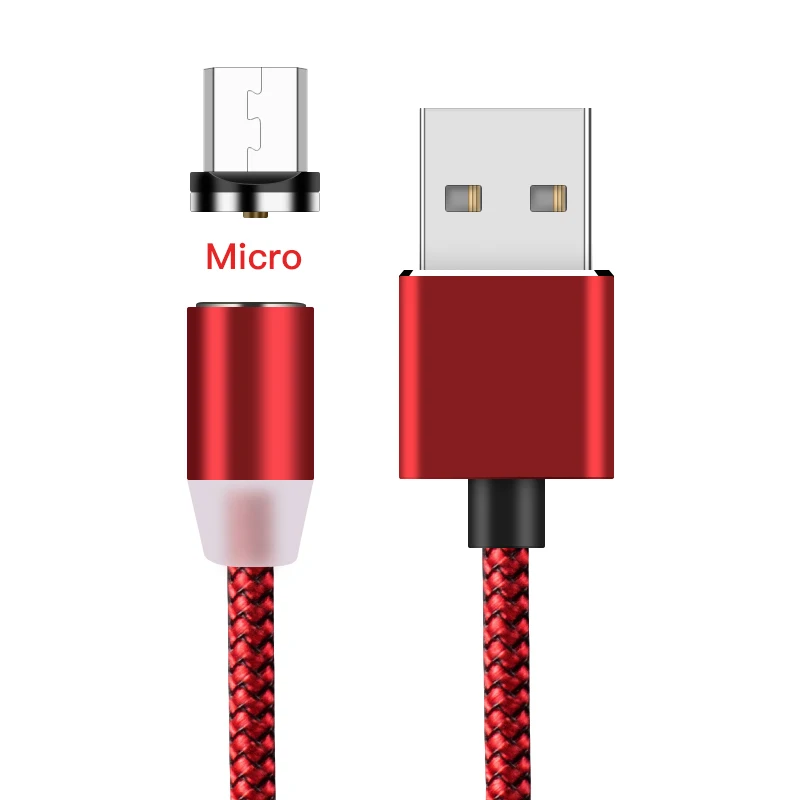 ESVNE 2m Магнитный кабель Micro Usb Typc C магнитная зарядка для Iphone lighting 2A Быстрая зарядка Usb C магнитное зарядное устройство кабель для мобильного телефона - Цвет: for Micro Red