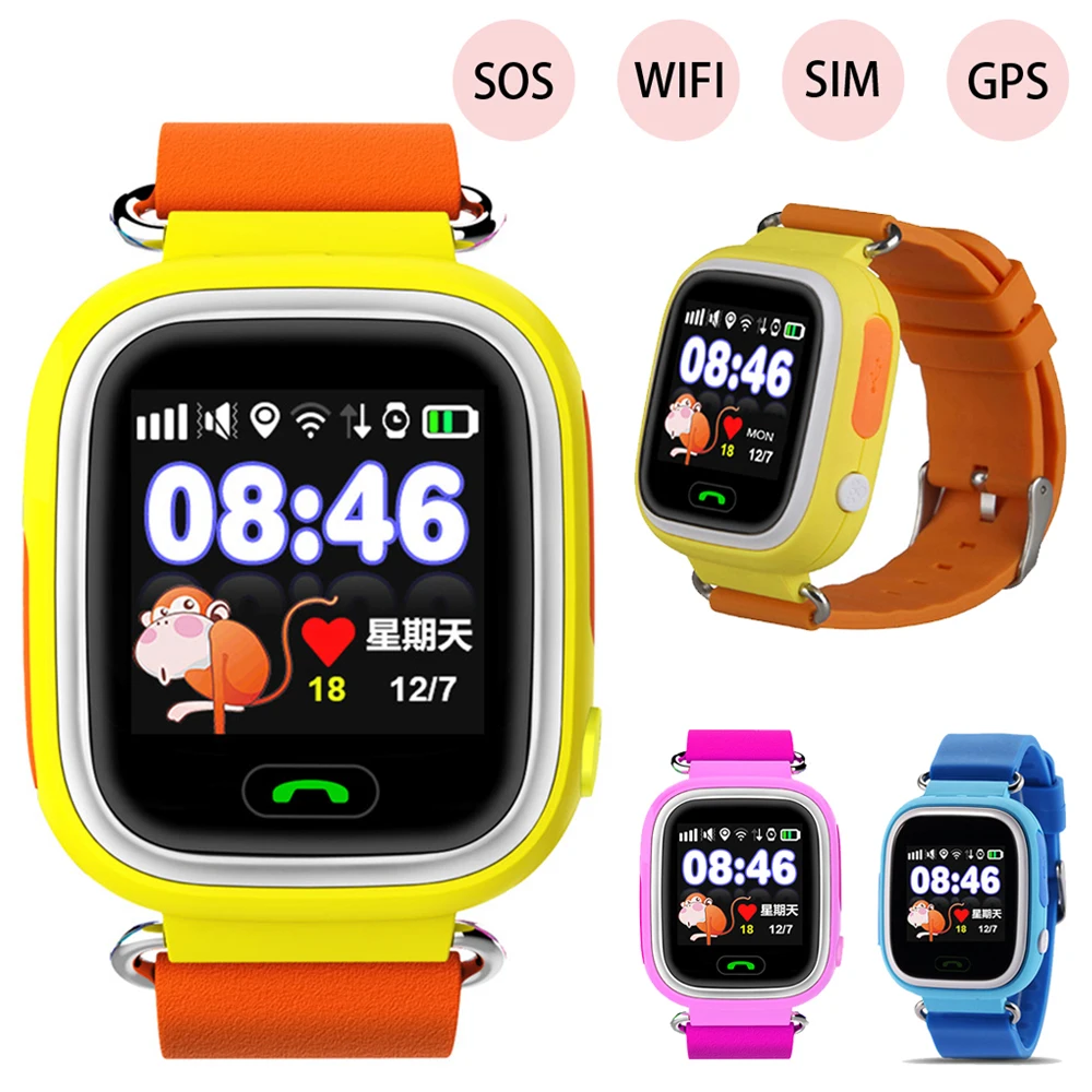 Fashion Q90 Children Kids GPS Smartwatch SOS SIM Card WiFi Watch 2G Smart Watch