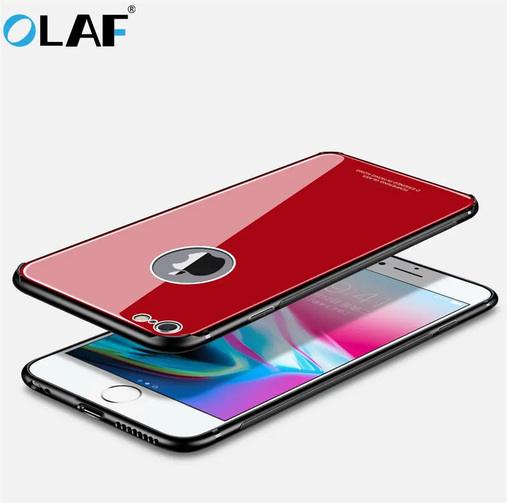 Стеклянный чехол на крапинку для iPhone 6s силиконовый из закаленного стекла 6 Plus