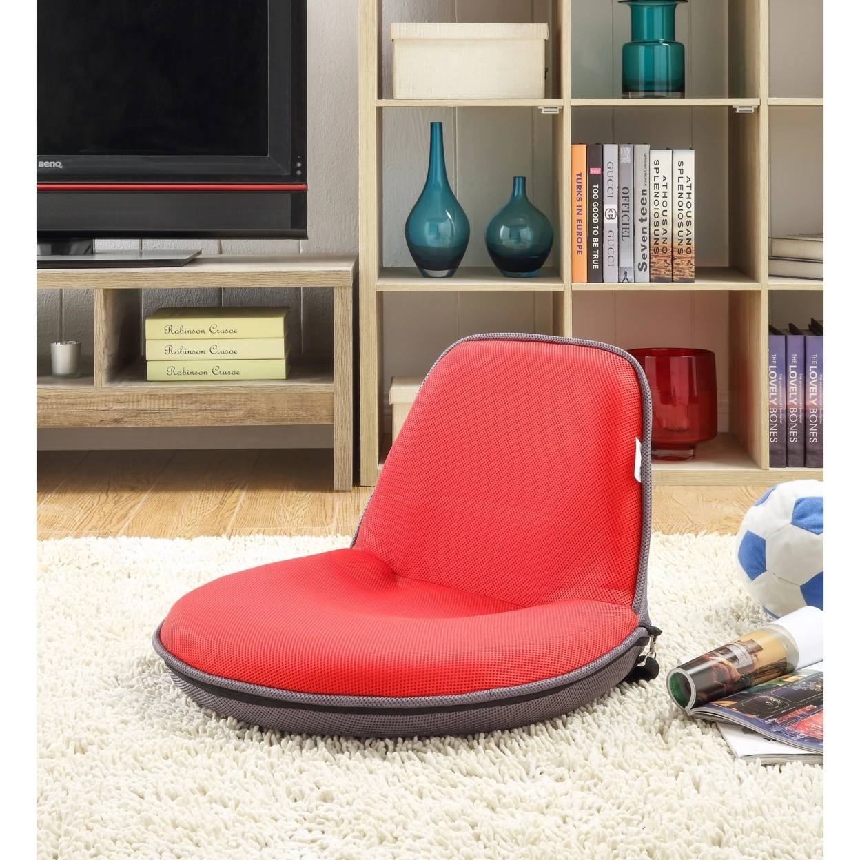 Loungie Quickchair Mesh Floor Chair - Foldable | Portable with Strap | Indoor/Outdoor | by Inspired Home (4)