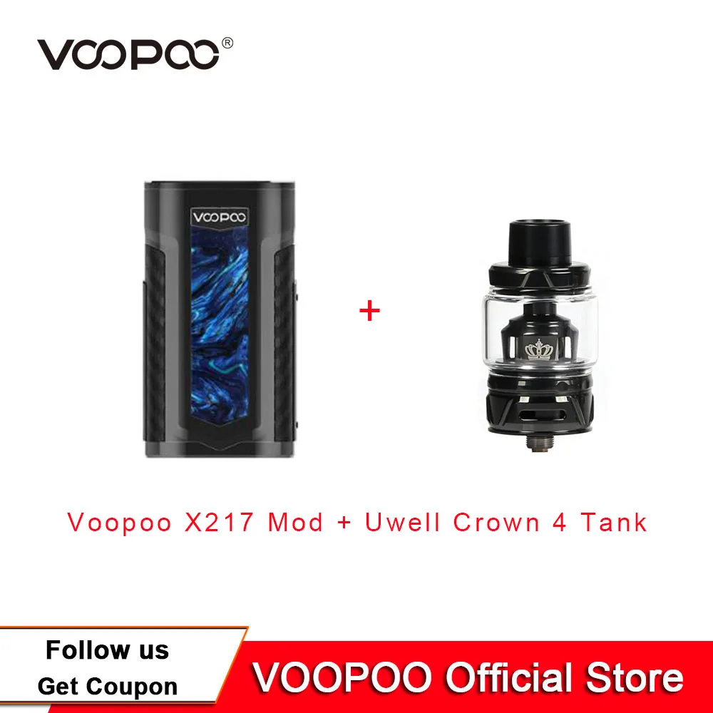 X217 mod add Crown 4 Горячая VOOPOO X217 коробка мод 217 Вт TC мод электронная сигарета Vape ген. Вентилятор чип TFT ips HD экран Fit Uwell Crown 4 Tank - Цвет: X217 mod add Crown 4