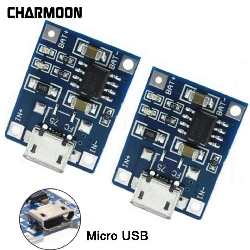 

Зарядная плата TP4056 Micro USB для литиевой батареи, 5 В, 1 А, 18650, зарядная плата, модуль с защитой, двойные функции, 1 А, литий-ионный аккумулятор