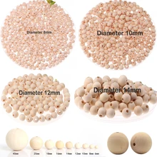 Perles d'espacement en bois naturel, rondes, écologiques, en vrac, fournitures artisanales, fabrication de bijoux, accessoires de Bracelet, 2 à 300 pièces