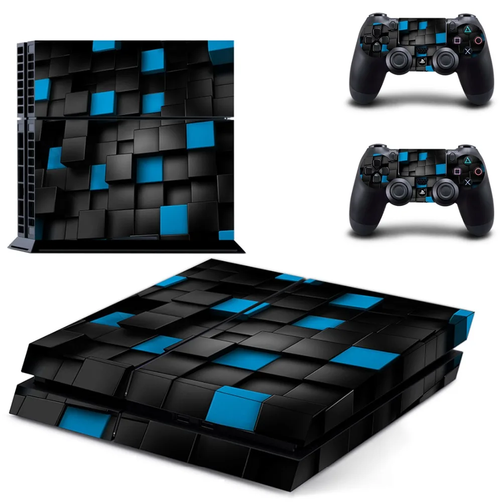 

Black and green squares Protective Skin Decals Cover for PS4 Sony PlayStation 4 Console and 2 PS4 Controller Sticker Skins
