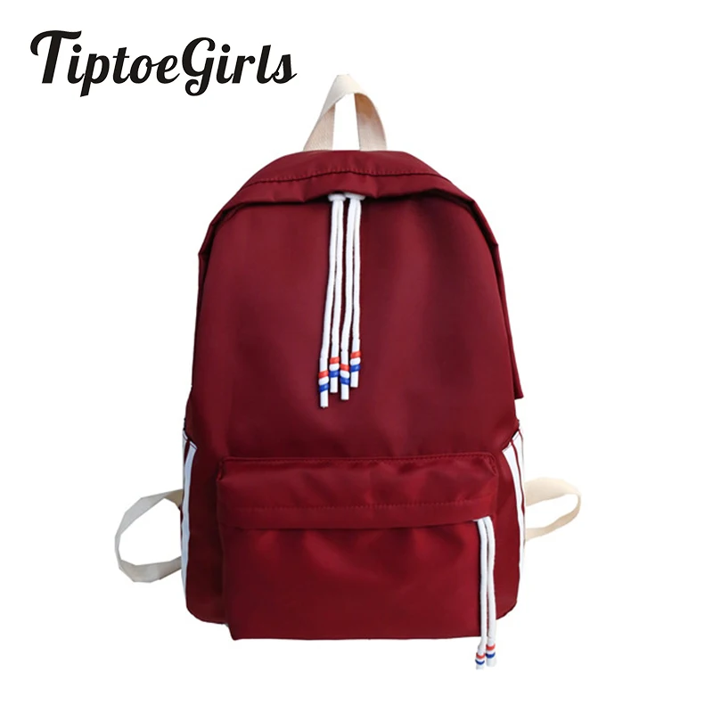 

Strong Nylon Woman's Leisure Backpack Bag Solid Strings Pull Backpack Bag Quality Students Schoolbag Fabric Backpack Big Storage