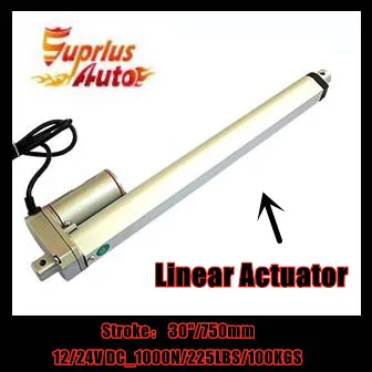 

Low price 30inch/750mm stroke 10mm/s speed 1000N/100kgs load dc 12v/24v electric waterproof linear actuator by express!!!