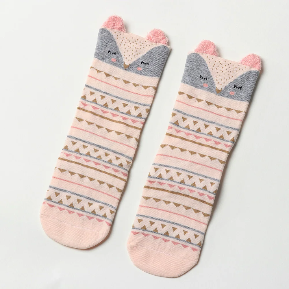 1Pair 2018 New Cute Animal Ears Pattern Short Socks Women Lovely 3D Cartoon Animal Zoo Socks Girls Soft Cotton Warm Socks