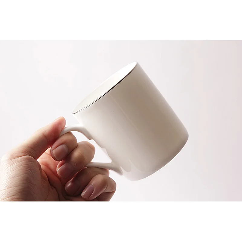 330ml Brief Pure White Mugs Bone China Water Cup Couple Lover Milk