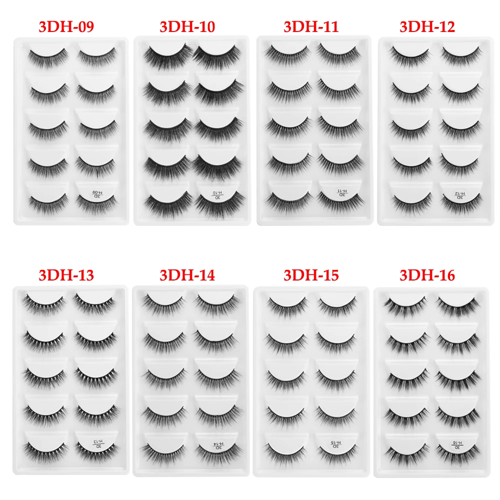 

5 pairs 100% Real Mink Eyelashes 3D Natural False Eyelashes Lashes Soft Hand Made Wispy Flutter Eyelash Extension Makeup Tools