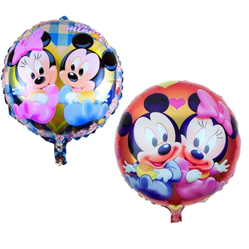 

50pcs/lot 18inch cute little mouse Mickey & Minnie round aluminum foil balloon birthday wedding decoration children's toy Globos