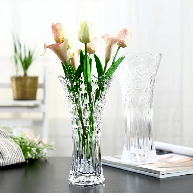 Европейская большая стеклянная прозрачная ваза, украшение для гостиной, Цветочная композиция, цветочное украшение для пола