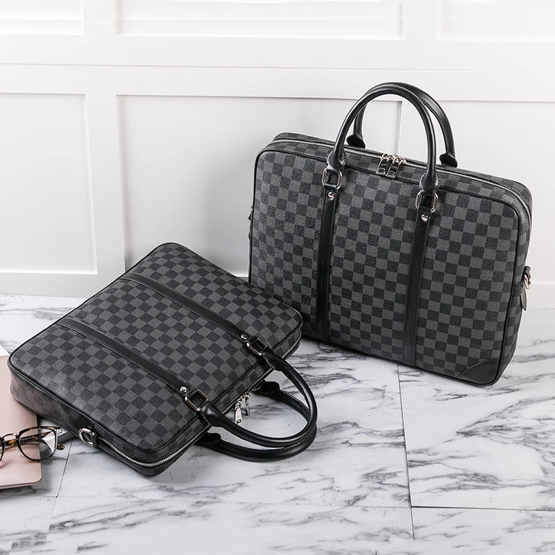

Luxury Men Casual Briefcase Bag PVC Leather vintage Shoulder bag for business Messenger Bags 14 inch Computer Laptop Handbags