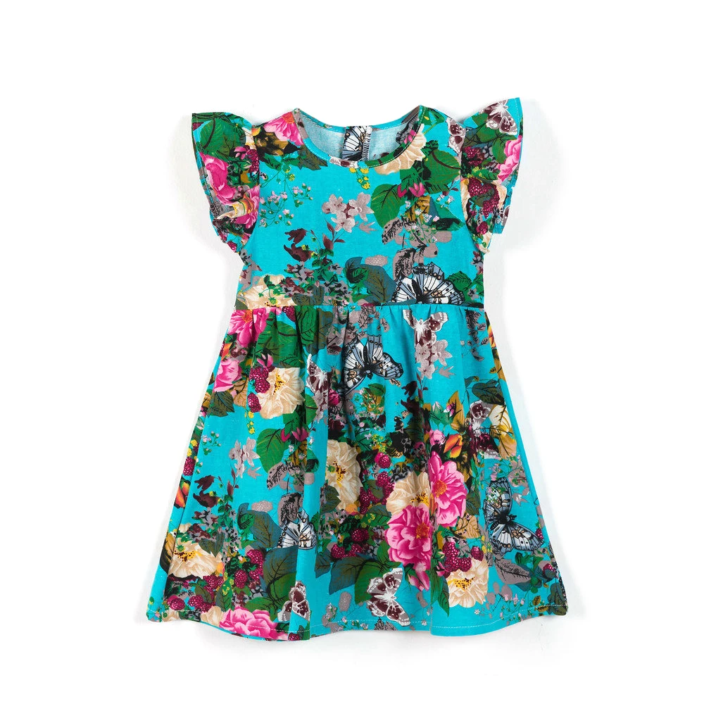 PaMaBa/сарафан с цветочным принтом для девочек от 2 до 12 лет летняя детская одежда с короткими рукавами-лепестками Вечерние платья из хлопка до колена