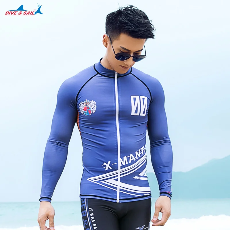 Мужская рубашка для дайвинга на молнии с длинным рукавом и молнией|men rash guard|rash