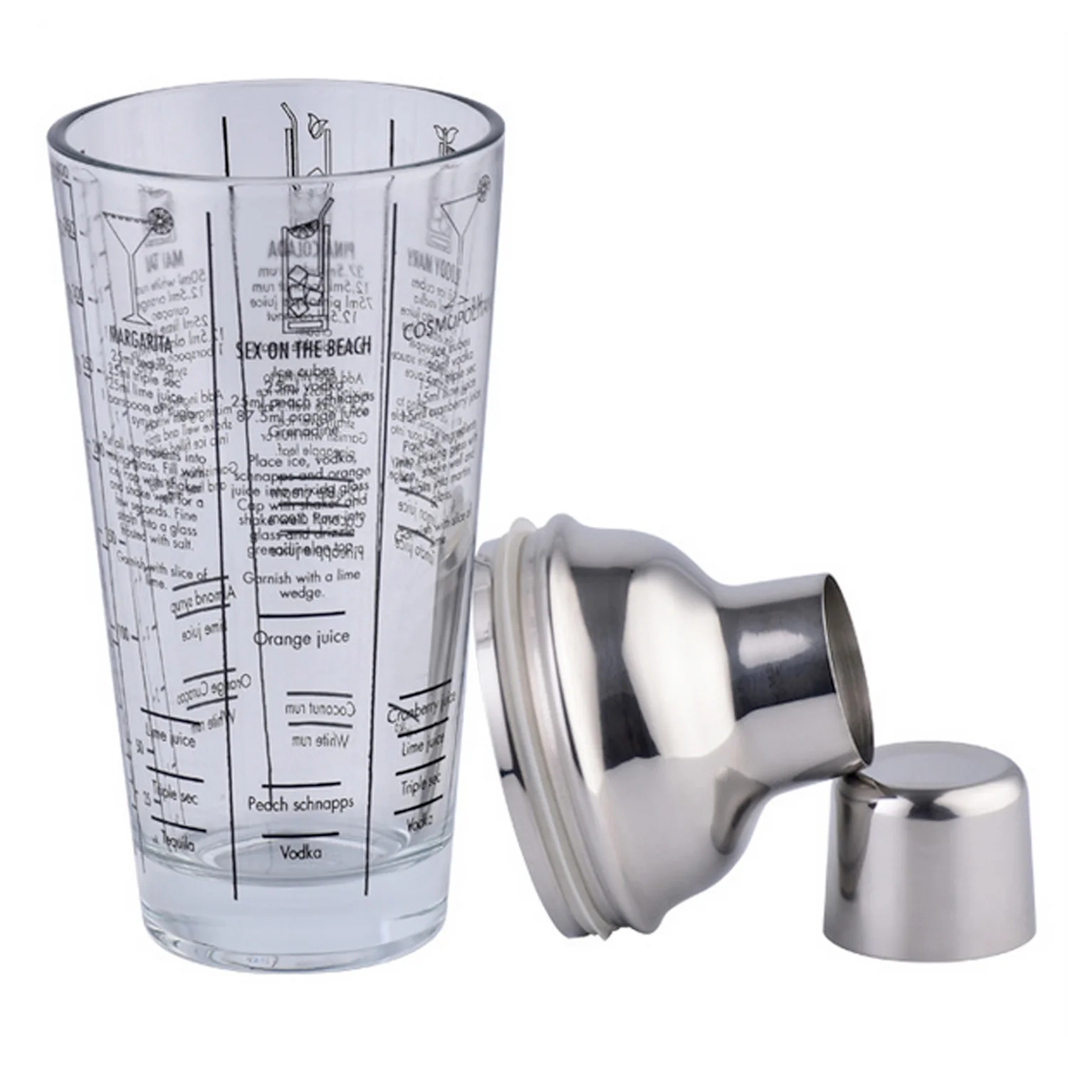 Behogar 400ml 14oz Glass Cocktail Drink Shaker Mixer Bottle for Home