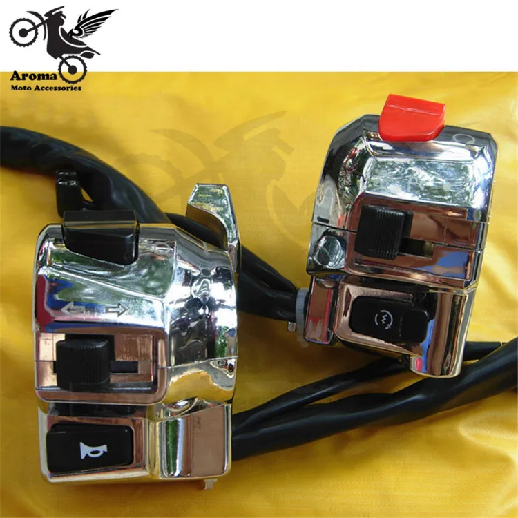 

22MM chrome silver multifunction headlight turn signal light power horn multi-function motorbike control motorcycle switch moto