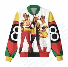 2 Farben Echt AMERIKANISCHE UNS Größe Nach Maß 8 x Salz N Pepa (Farbig, weiß Montiert) 3D Sublimation Druck Reißverschluss Bis Jacke