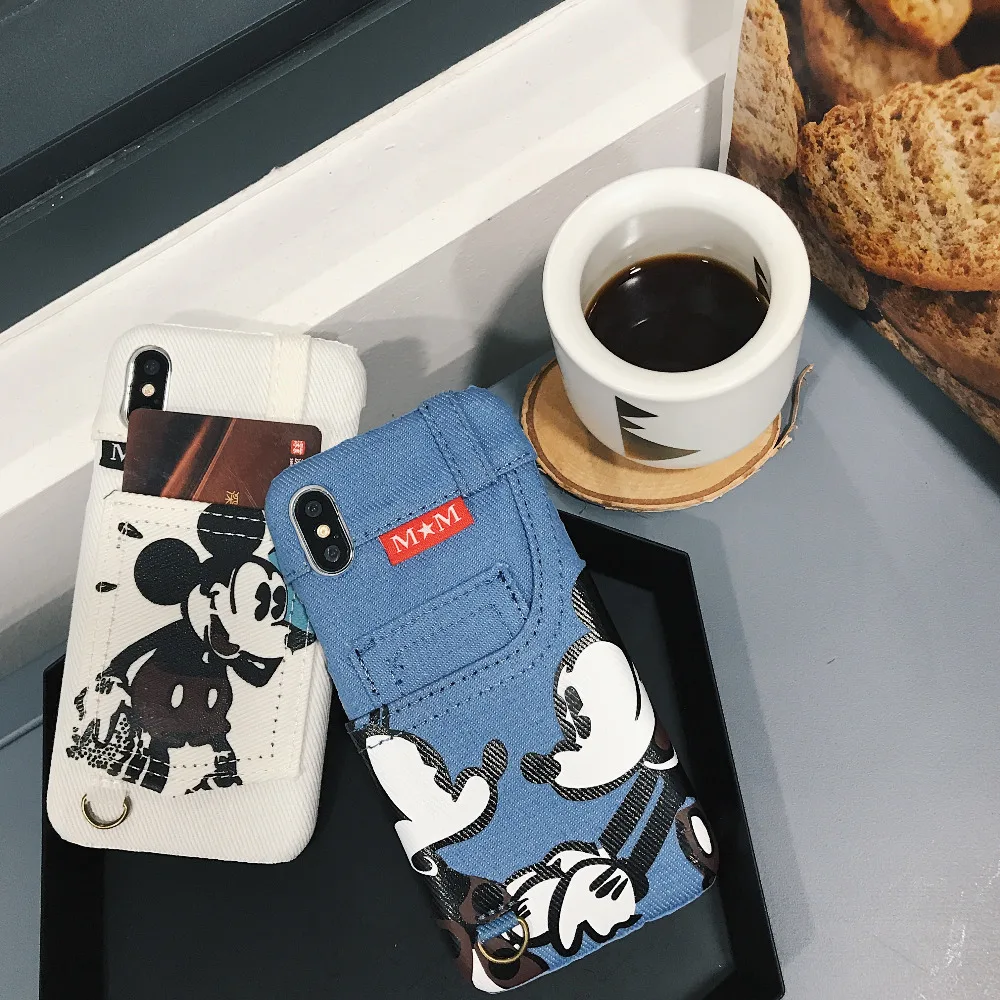 Милый мультяшный Микки Жесткий пластиковый Чехол для iphone X XS MAX XR ковбойский слот