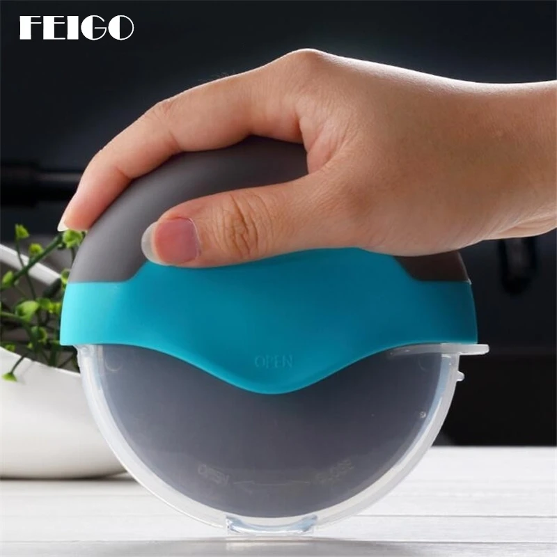 FEIGO 1Pc High Quality Stainless Steel Pizza Wheels Round Pizza Cutter Plastic Handle Cake Baking Tools Kitchen Accessories F139