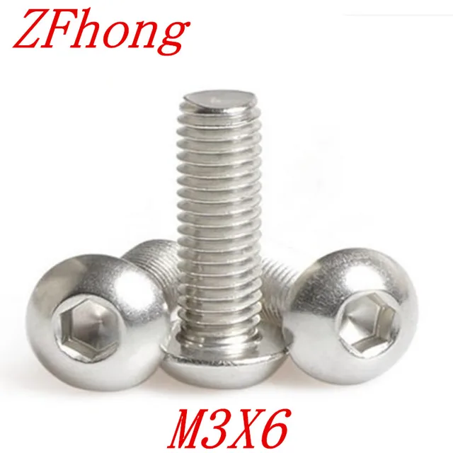 100PCS ISO7380 m3*6 M3 X 6 Hexagon Socket Button Head Screw Stainless