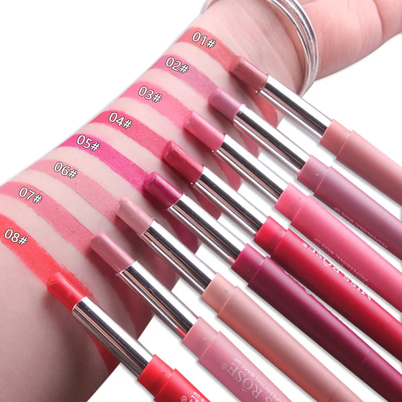 Sexy Nude Color Double-end Lip Makeup Lipstick Pencil Waterproof Lasting Tint Lip Stick Beauty Matte Liner Pen Lipstick 20 Color