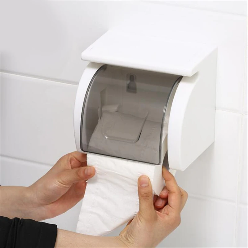 Водонепроницаемый держатель для туалетной бумаги держатель для салфеток рулон бумажный держатель коробка прочные аксессуары для ванной комнаты Бесплатный удар SQ-5083 - Цвет: white