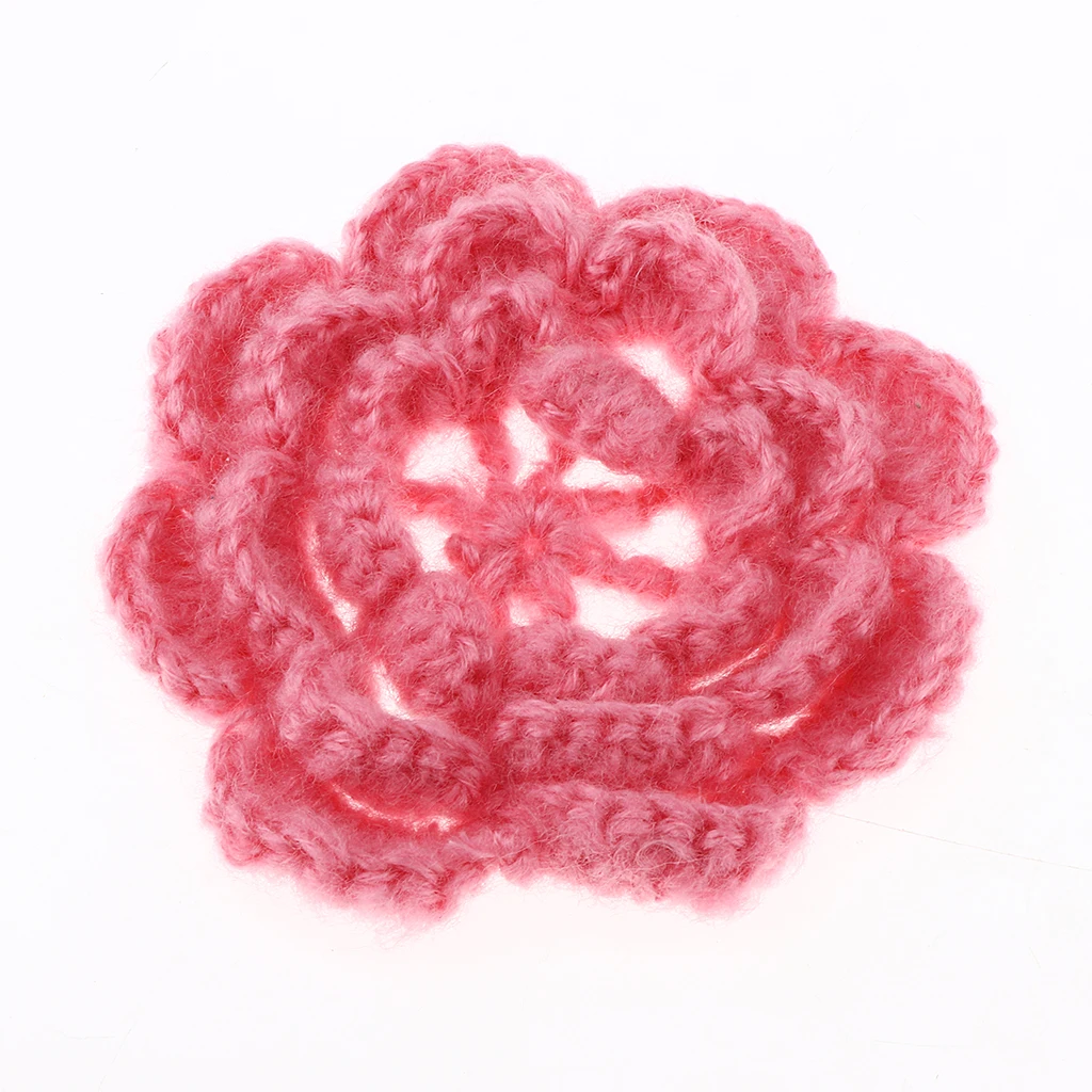 2Pcs Handmade Large Crochet Flowers Crafts Embellishment Applique DIY