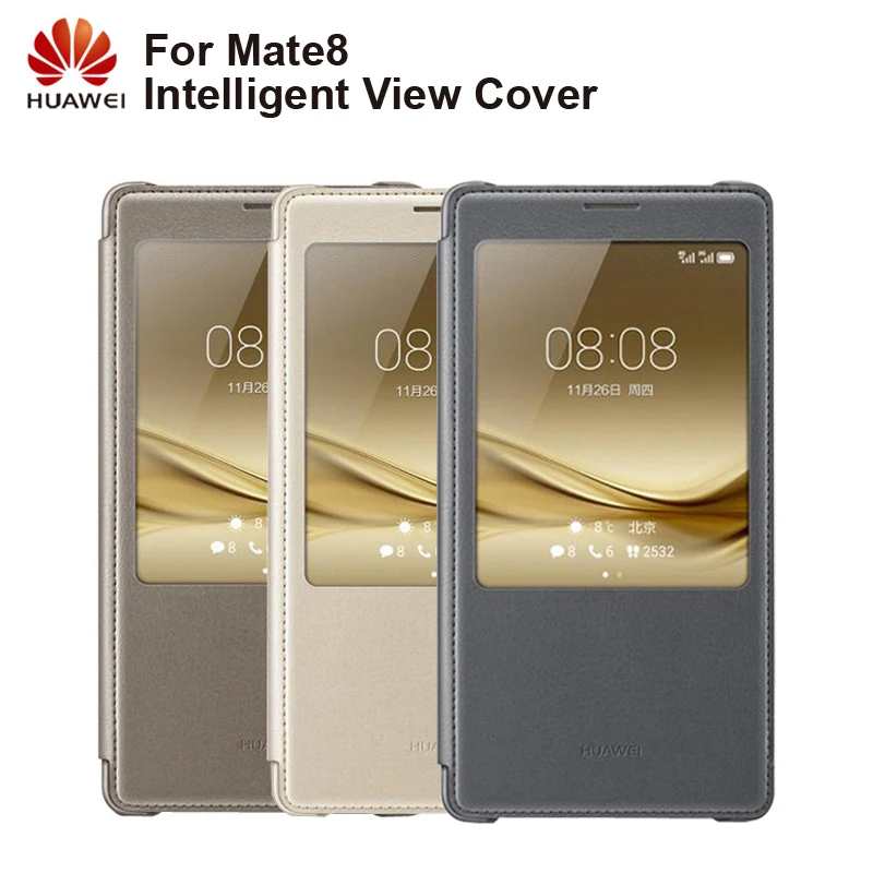 

Huawei Original Smart Phone Case View Cover Flip Case For Huawei Mate8 Mate 8 Housing Sleep Function intelligent Phone Case