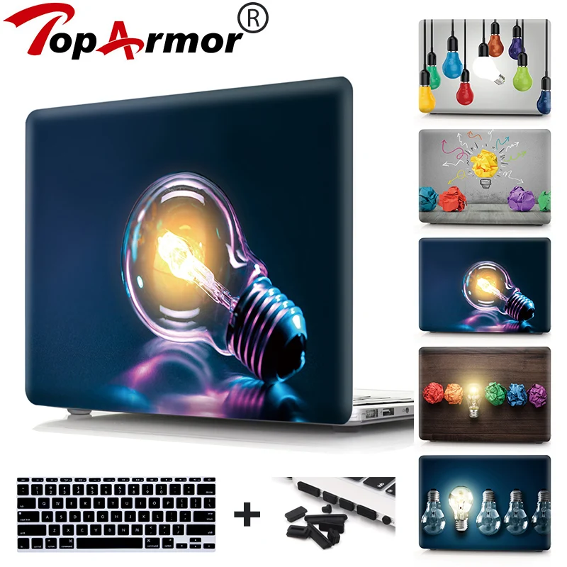

TopArmor Case For Macbook Pro 13 15 CD-ROM Pro Retina 12 13 15" Creative Light Bulb Print Case Air 11 13 Pro 13 15 Touch bar