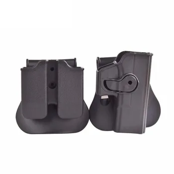 Polymer Retention Roto Holster for Glock 17/19/23/25/28/32 - Right Handed Gen 4 Compatible and Double magazine Pouch 9/40 black