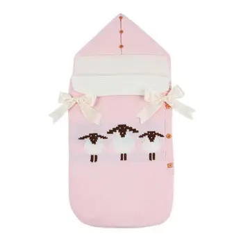 

Cartoon Baby Warm Knitted Sleeping Bag Newborn Button Swaddle Wrap Blanket cute sheep pattern Infant Photography Props Sleepsack