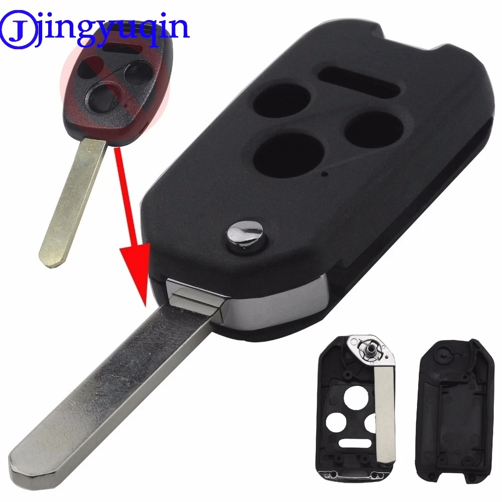 

jingyuqin 3+1 4 Buttons Folding Flip Remote Key Shell Cover Case For Honda Accord CRV Civic Pilot Insight Ridgeline With Logo