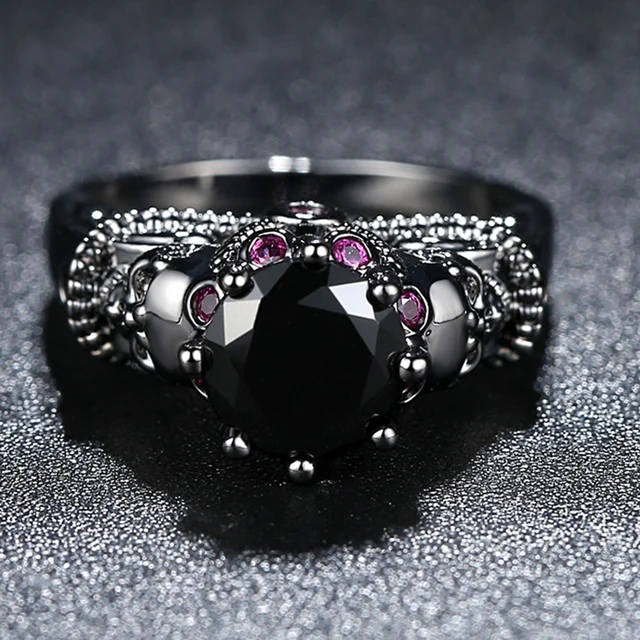 ANFASNI New Punk Skull Ring For Men Women With AAA Cubic Zircon Finger Rings Black Color Male Female Fashion Jewelry Anillos