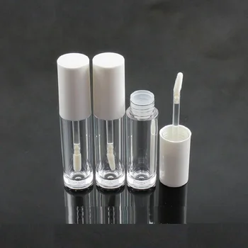 

Empty 5ML Lip Gloss Container White Round Liquid Eyeliner Refillable Cosmetic Container Lipgloss Tube Packaging with Brush 50pcs