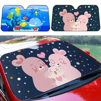 

Cartoon Car Windshield Sun Shade Universal Fit Car Sunshade-Keep Your Vehicle Cool. UV Sun And Heat Reflector