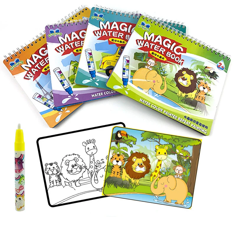 

Magic Water Drawing Book Coloring Book Doodle with Magic Pen Painting Board Learning Education Toys Gifts For Children Kids