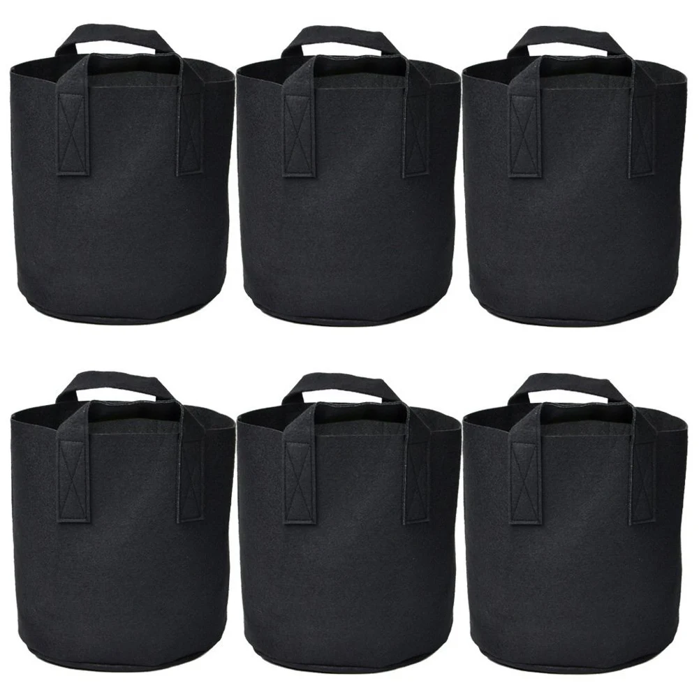 Garden 6-Pack 7 Gallon Grow Bags /Aeration Fabric Pots /Plant Bag/Handles (Black) | Дом и сад
