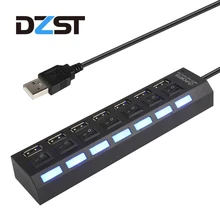 DZLST USB 2,0 концентратор разветвитель 7 портов высокоскоростной портативный концентратор светодиодный USB 7 портов адаптер вкл/выкл переключатель для ноутбуков ПК компьютер