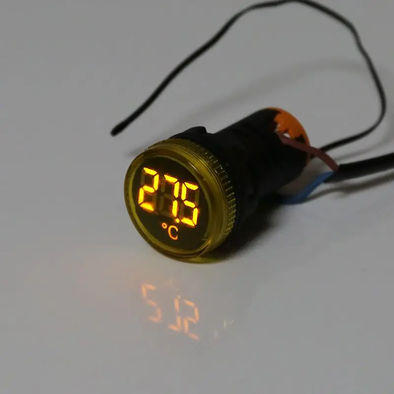 22mm AC 50-380V Thermometer Indicator Light LED Digital Display Temperature Measuring Induction Ranging-20-199℃