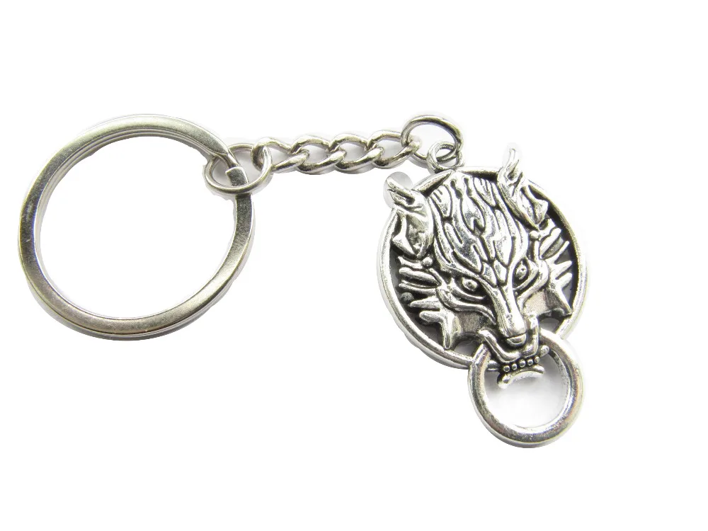 2pcs Wholesale Wolf Head keychain/ancient silver Wolf Head Jewelry