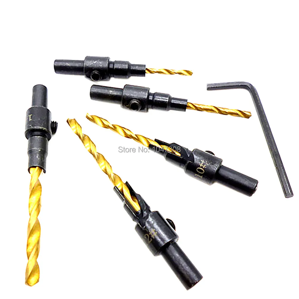 5pcs Woodworking Bit Countersink Drill Bit Hss Counter Bore Wood