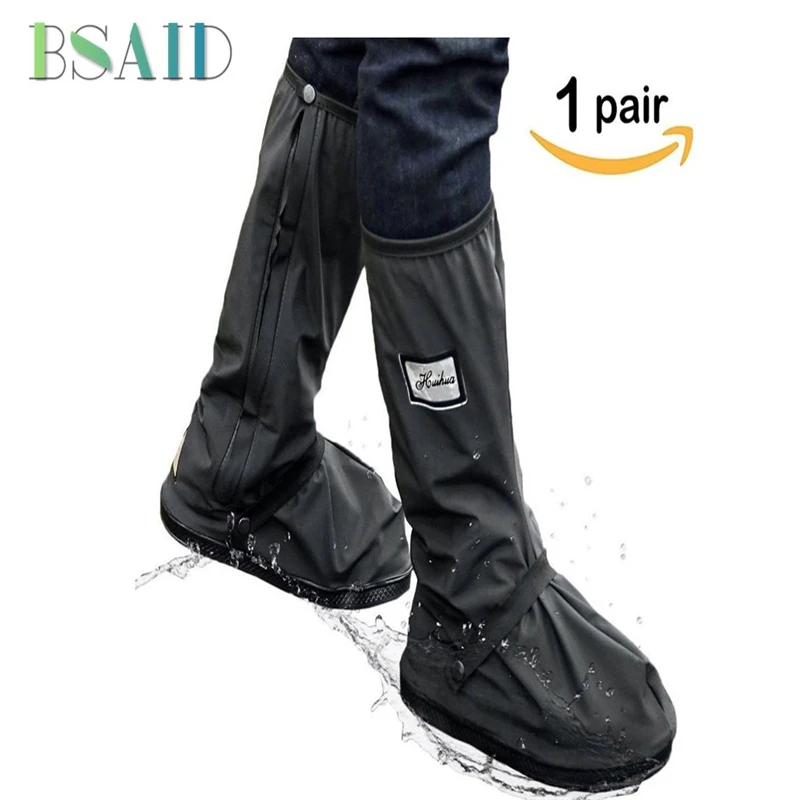 BSAID Waterproof Men Reusable Shoe Covers Zipper Non slip Rain Cover