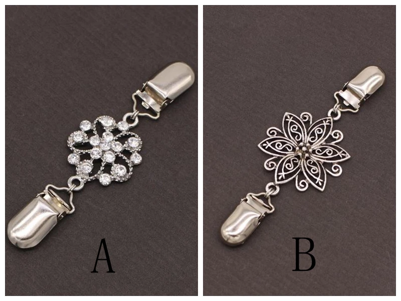 

Silver Blossom Patterns Brooch Clip For Sweater Shawl Keeper Collar Buckle Holder Garters Garment Accessories Jewelry