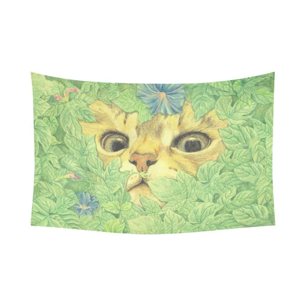 WARM TOUR Animal Wall Art Home Decor, Cute Kitten Cat in Green Leaves