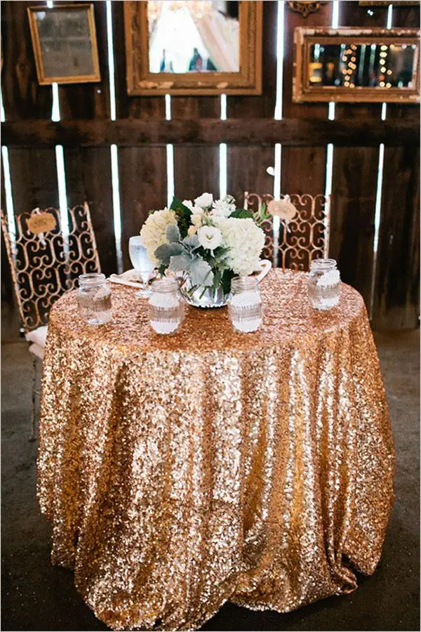  48''-132'' Round Choose Your Size. Gold Sequin Tablecloth, Wholesale Wedding Beautiful Gold Sequin Table Cloth / Overlay /Cover