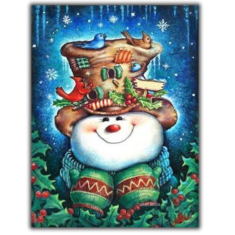 

MOONCRESIN Diy Diamond Embroidery Brids With Snowman Hat Diamond Mosaic Christmas Gifts Diamond Painting Cross Stitch Decoration