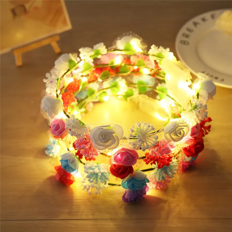 Glowing Wreaths Flower Hairband Crown LED Holiday Light LED Wedding Party Christmas Garland String Light Decoration Glowing Wreaths Flower Hairband Crown LED Holiday Light LED Wedding Party Christmas Garland String Light Decoration