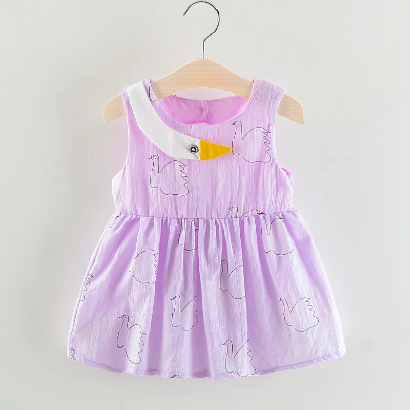 

2019 summer new girls dress neckline white swan clothing children's dress girls clothes children's dress baby girl clothe