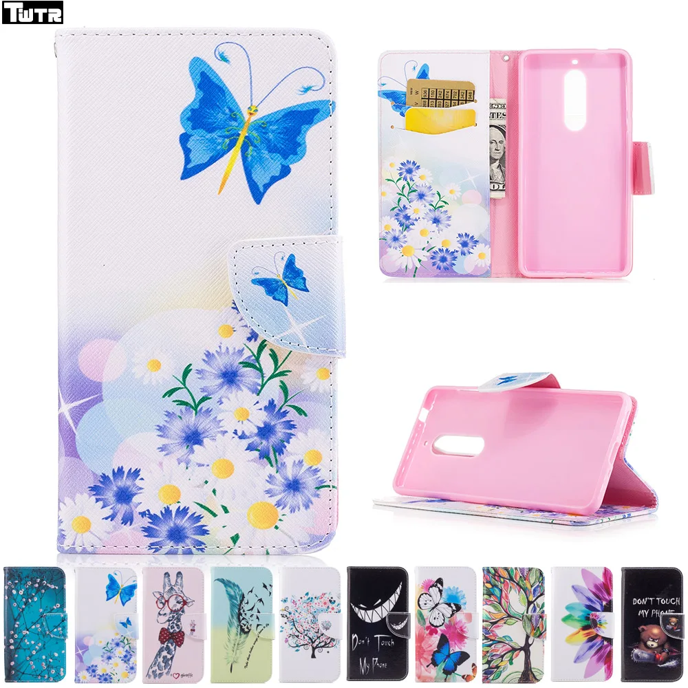 

Flip Case for Nokia 5 2017 TA-1053 TA-1008 Case Phone Leather Cover for Nokia5 TA 1053 1008 Painted Wallet Silicone Cases Bag